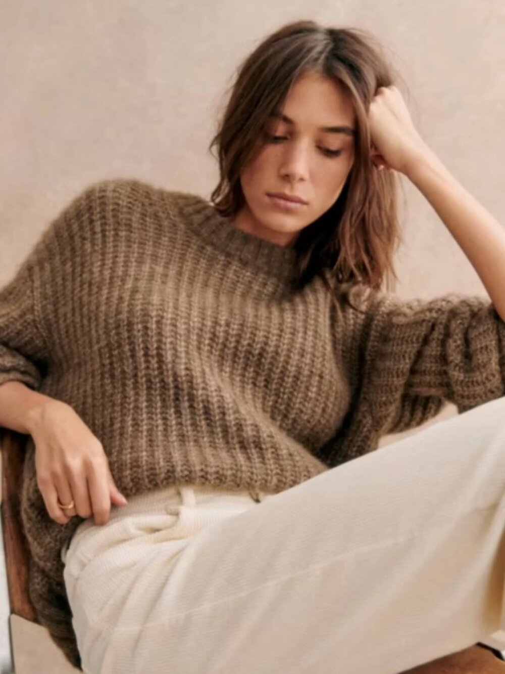 Sézane José Jumper Taupe Alpaca Wool Sweater Size M